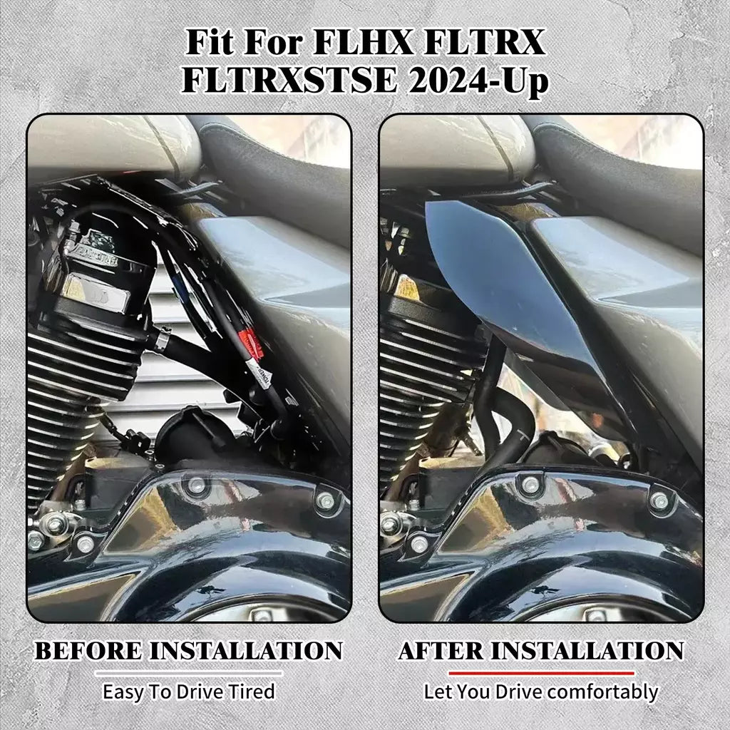 Motocicleta mid-frame defletor de ar escudo térmico guarnição capa para harley touring electra street glide road king fltrx 2001-23 24-up