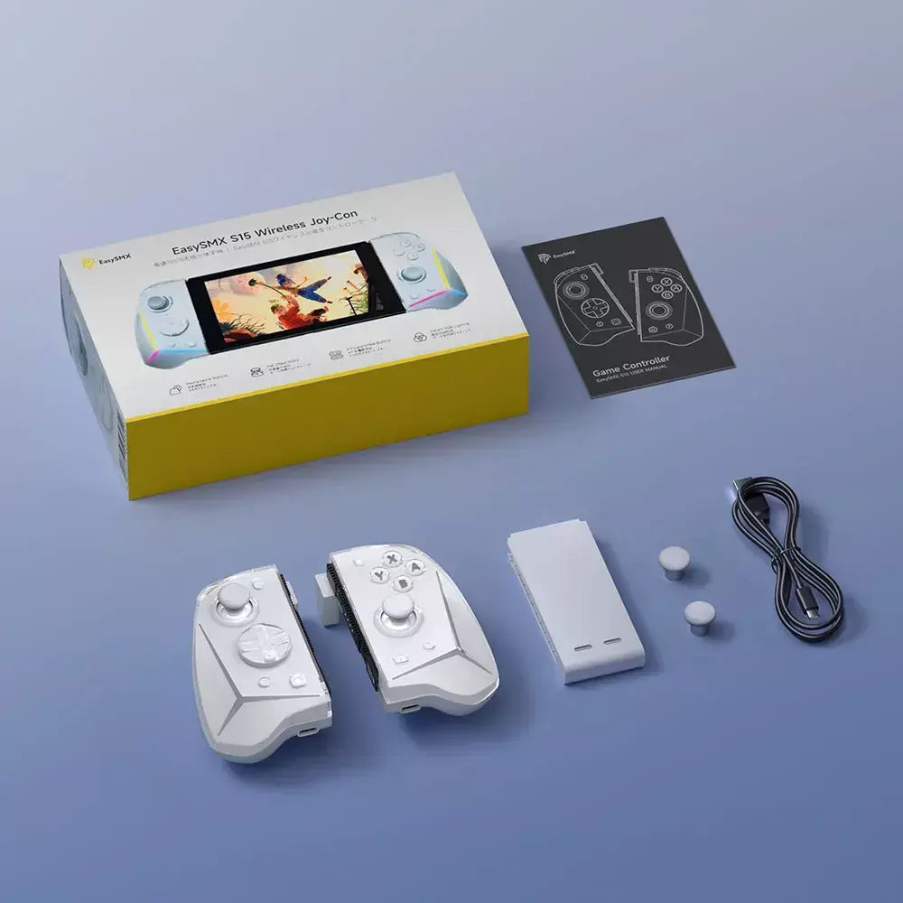 EasySMX S15 L/R Joypad ergonômico sem fio RGB controlador compatível com Nintendo Switch/OLED, giroscópio, Amiibo, efeito Hall