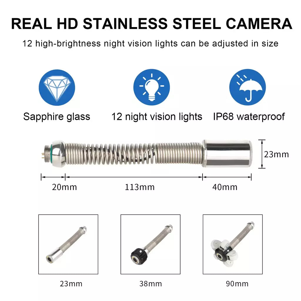 512Hz Transmissor Sonde para Pipeline Localização Endoscópio Imagem Auto-Nivelamento DVR,SYANSPAN 23mm Drain Pipe Inspection Camera IP68