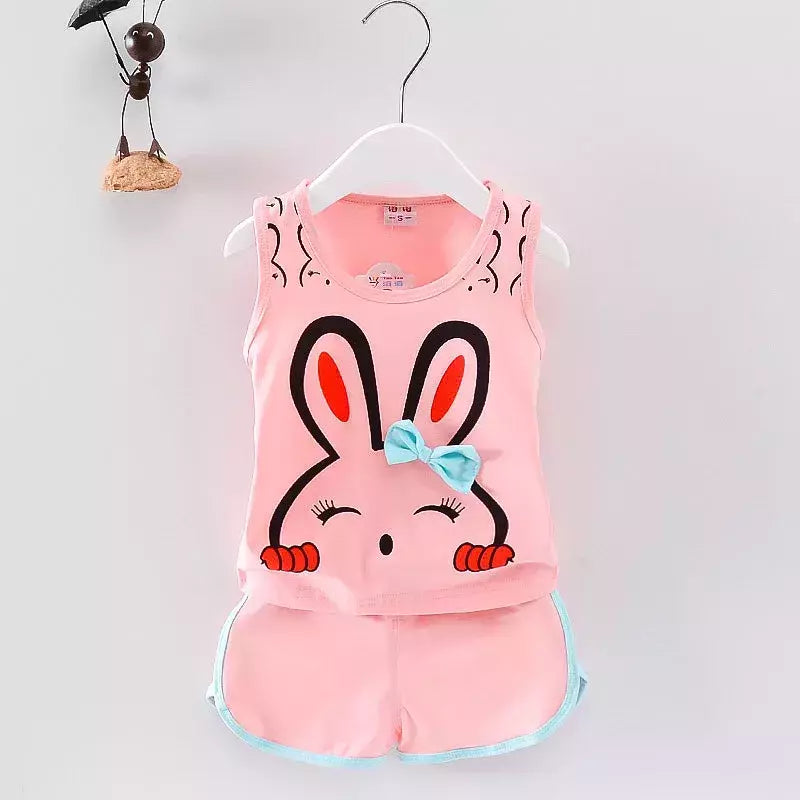 Conjunto de pijamas casual infantil, roupas de bebê, colete bonito feminino, pijama infantil, roupas de treino infantis, verão, novo, 2 peças