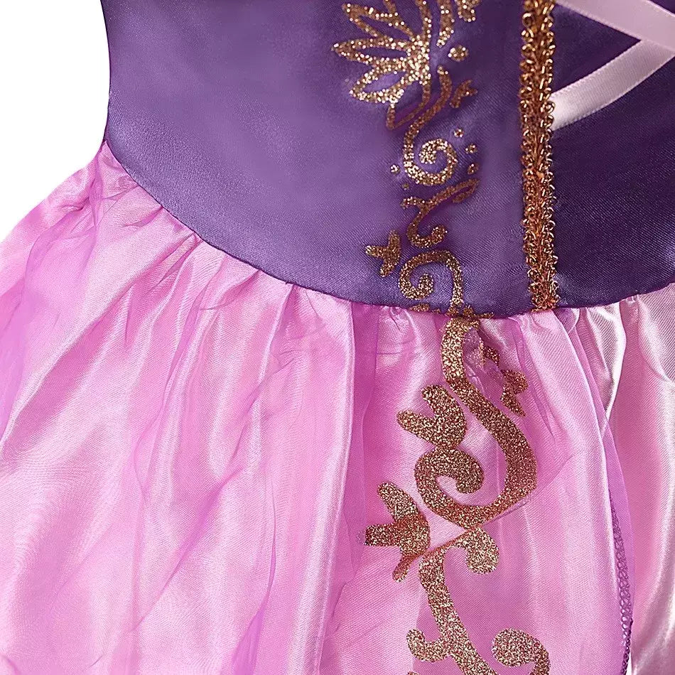 Crianças rapunzel vestido crianças festa emaranhado traje meninas verão aniversário fantasia cosplay carnaval roupas de halloween 3-8 anos