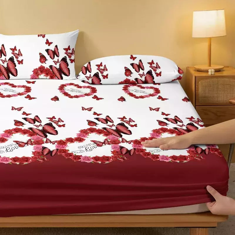 Borboleta impressa fosco cabido folha, tampa do quarto, cama moderna simples, excluindo fronhas, 1