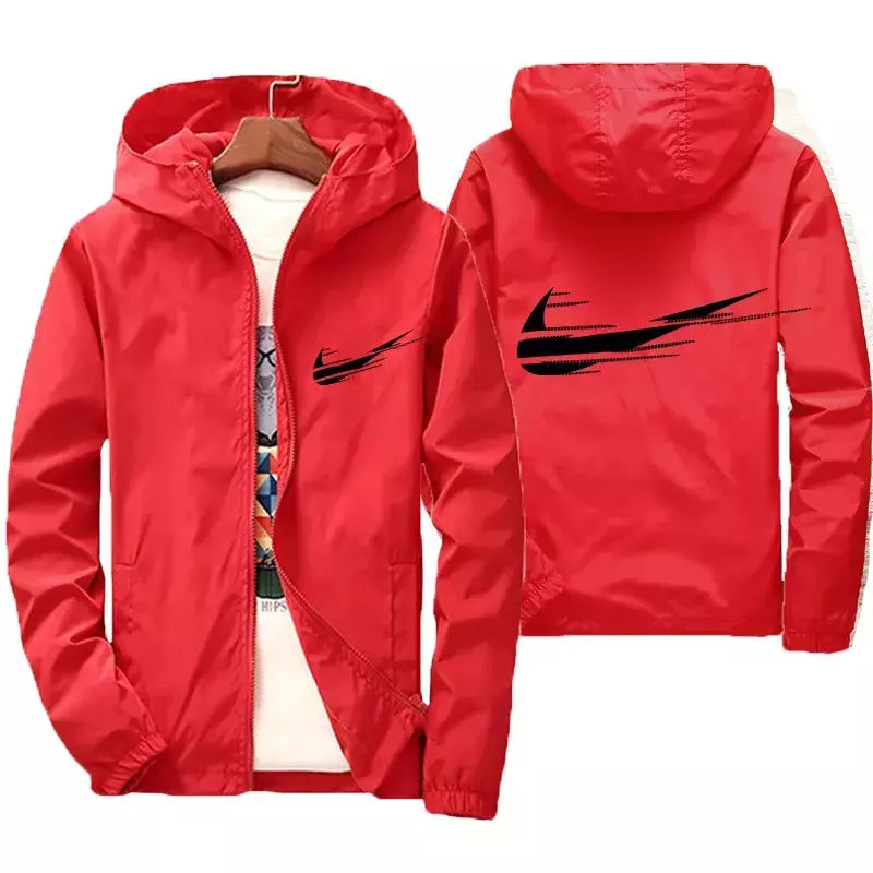 Jaqueta impermeável com capuz masculino, blusão, outwear masculino, streetwear casual, roupas da moda, primavera, outono, 2024