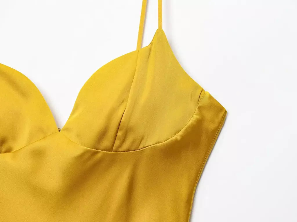 2025 verão novos produtos temperamento feminino sexy cetim texturizado vestido moda sexy suspender vestido