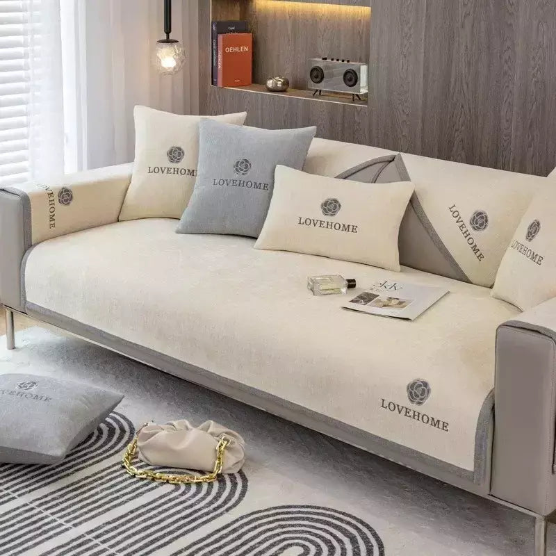Capa de sofá chenille para sala de estar, combinação universal, estilo luxuoso acessível, toalha de sofá, quatro estações