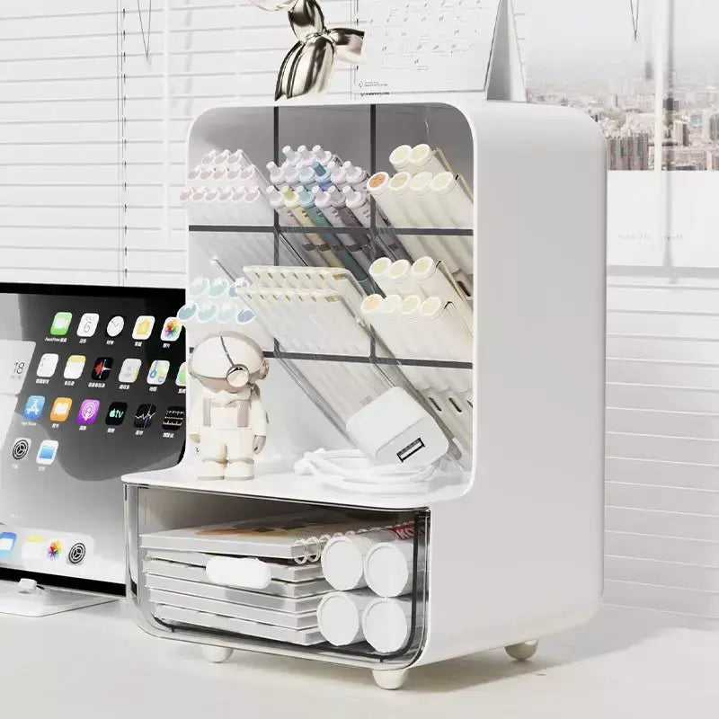 Suporte de caneta multicamadas, organizadores de grande capacidade, inserção inclinada, organizador de mesa, caixa de armazenamento, acessórios, material escolar de escritório