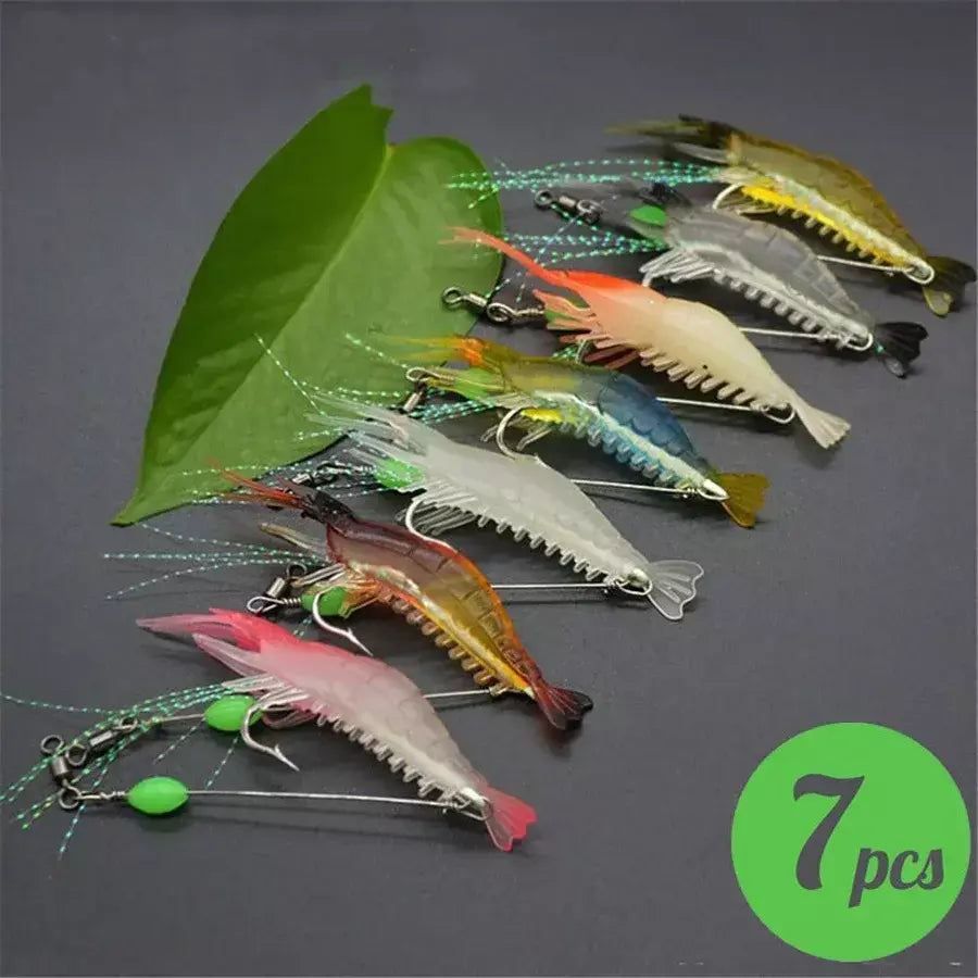3pcs/7pcs iscas de camarão iscas de pesca isca de pesca artificial isca artificial ascesorios pesca