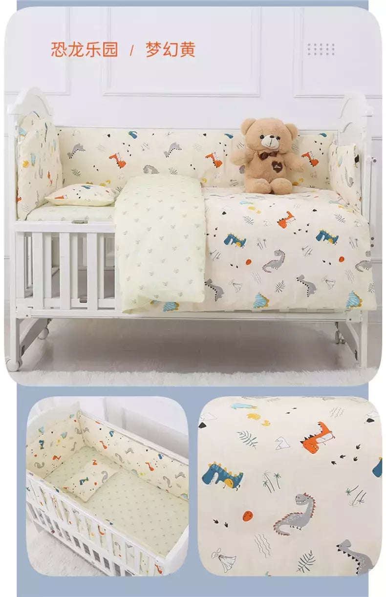 Universo Espaço Algodão cama do bebê Set, Crib Roupa de cama, Kids 'Bedroom Decor, Baby Girl and Boy's Crib, Bed Bumper, Bedsheet and Pillow, 6PCs