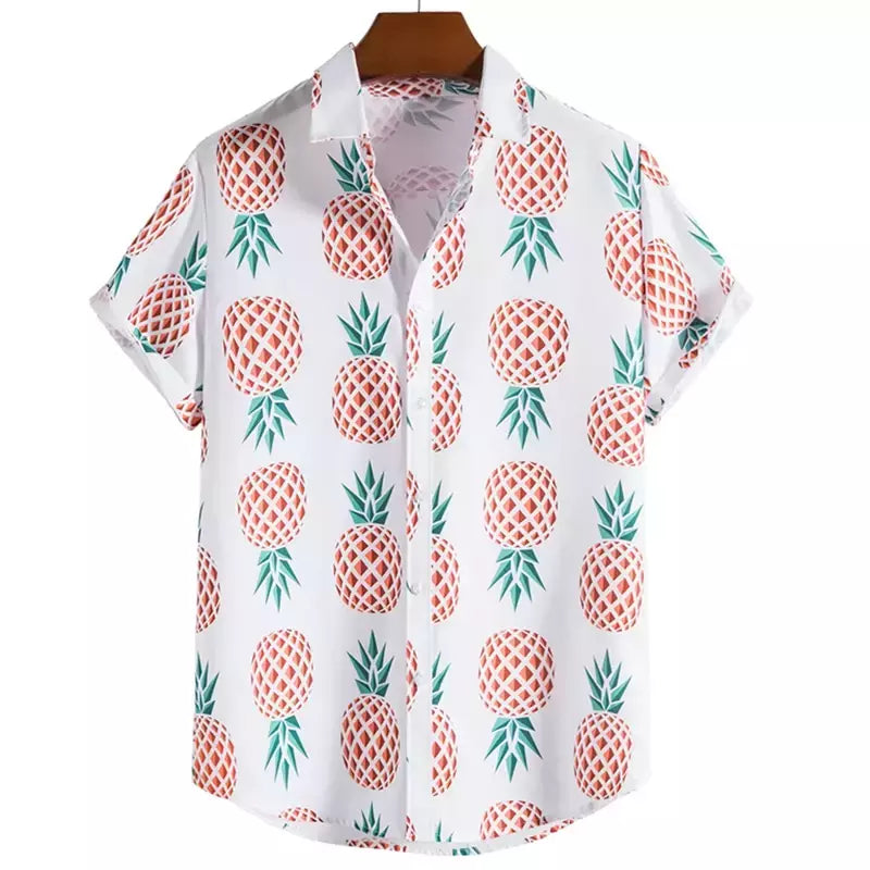 Camisa havaiana dos homens 3D fruta impressão curta manga rápida secagem camisa de praia dos homens oversized ao ar livre camisa dos homens camisa casual