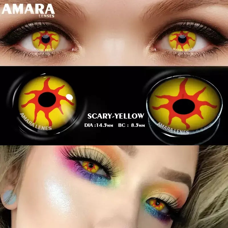 AMARA-Lentes de Contato Coloridas Anime Cosplay, Hoshino Ai Pupil, Anime Colorido, Halloween, 2 Unidades, 1 Par