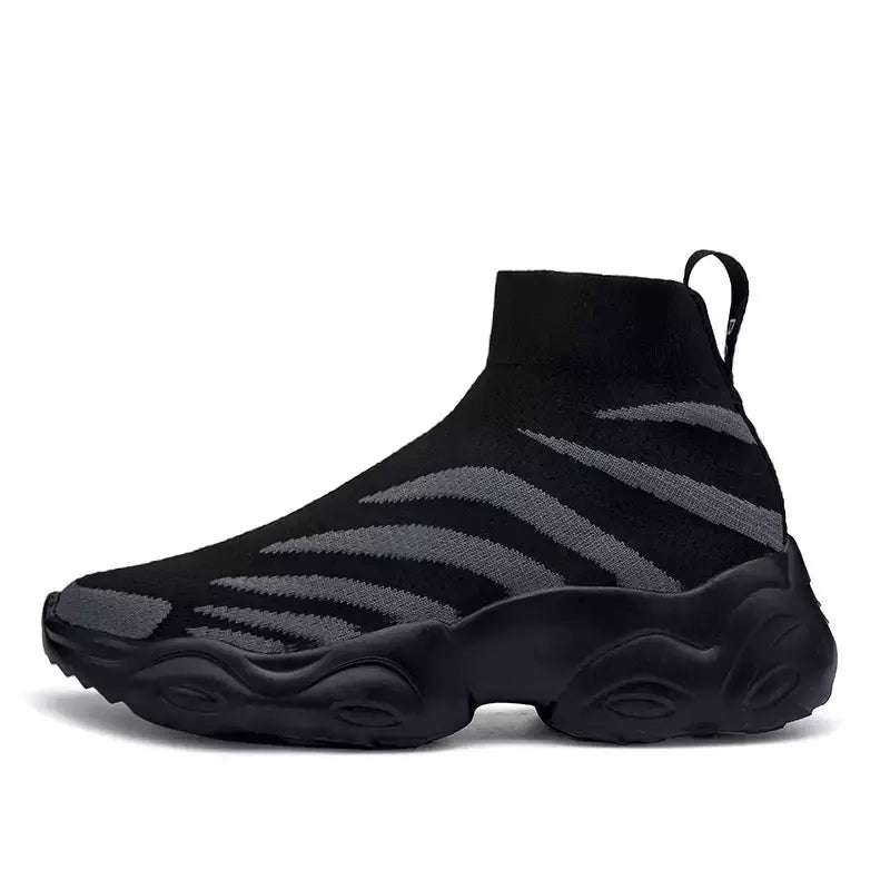 Sapatos masculinos de corrida, tênis de tamanho grande, sola grossa, sapatos esportivos de rua, hip-hop, meia casual e bola retrô 38-48