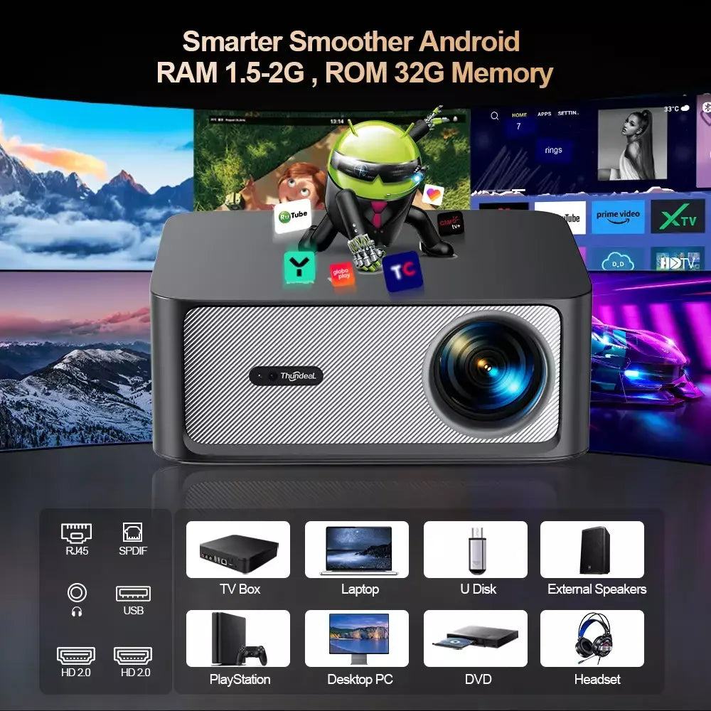 ThundeaL 3000Ansi 4K Projetor Full HD TD98Pro 2G 32G Home Theater WiFi Android Portátil Samrt TV Cinema TD98 Pro Beam Projetor projetor 4k projetor portátil projetor 4k portátil placa de vídeo projetor android tv box