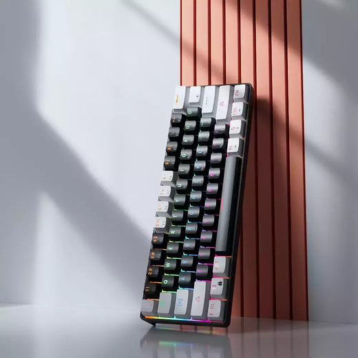 MUCAI-MK61 USB Teclado Mecânico Gaming, Interruptor Vermelho, RGB Backlit, Hot Swappable, 61 Chaves, Com Fio, Cabo Destacável