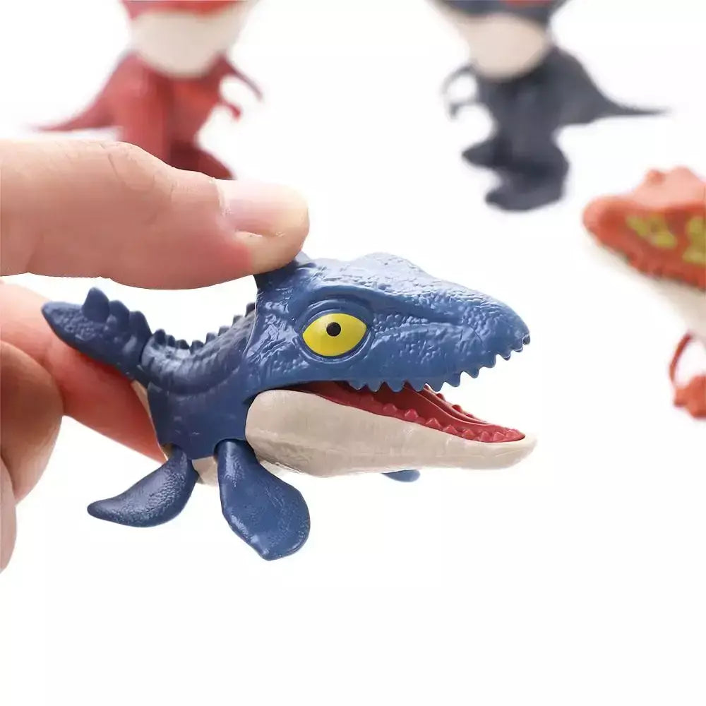 Dinossauro jurássico dino animal figura modelo parque brinquedo mordendo mão complicado elefante camaleão hipopótamo mosasaurus dedo para meninos presente