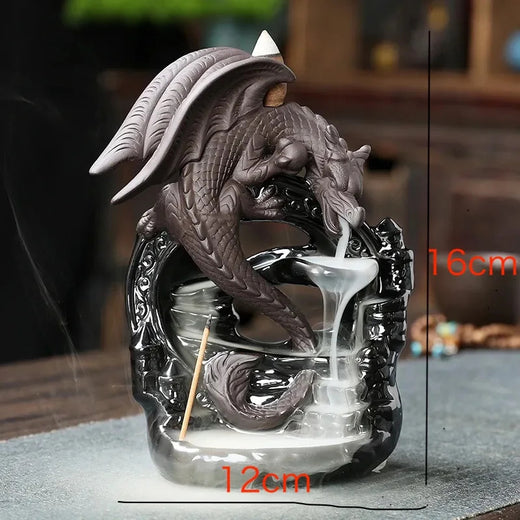 Handmade cerâmica incenso queimador, Retro Zen incenso vara titular, Dragon Cachoeira, Backflow Censer, Sala de estar artesanato ornamento