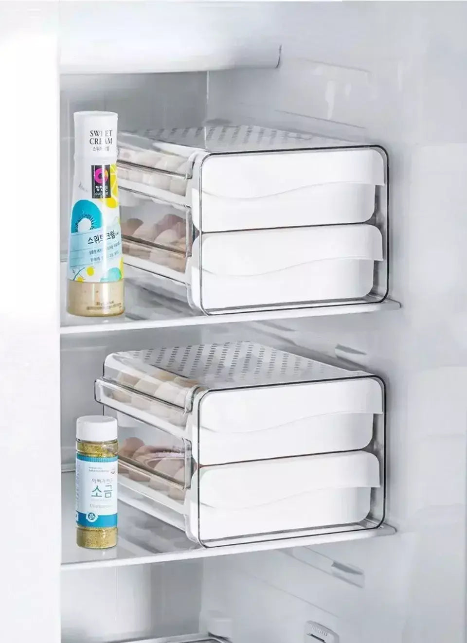 Rolagem automática ovo rack geladeira ovos caixa de armazenamento titular caixa de armazenamento ovo dupla camada gaveta-tipo caixa de ovos cozinha