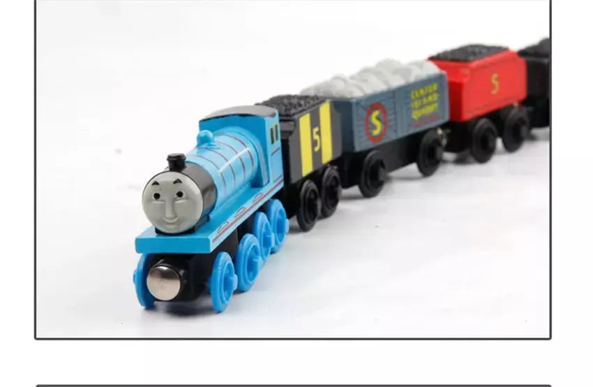 10 pçs/set trens de madeira magnética brinquedos pista veículo ferroviário locomotiva de madeira modelo de transporte para thomaing trem brinquedo presente crianças
