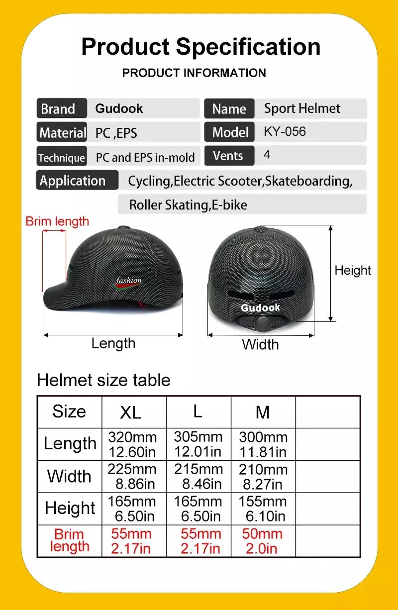 GUDOOK Capacetes de Bicicleta Novo Boné de Beisebol Boné de Pico Capacete de Bicicleta para Adultos Mountain Road Capacetes de Bicicleta Tamanho Ajustável Ciclismo