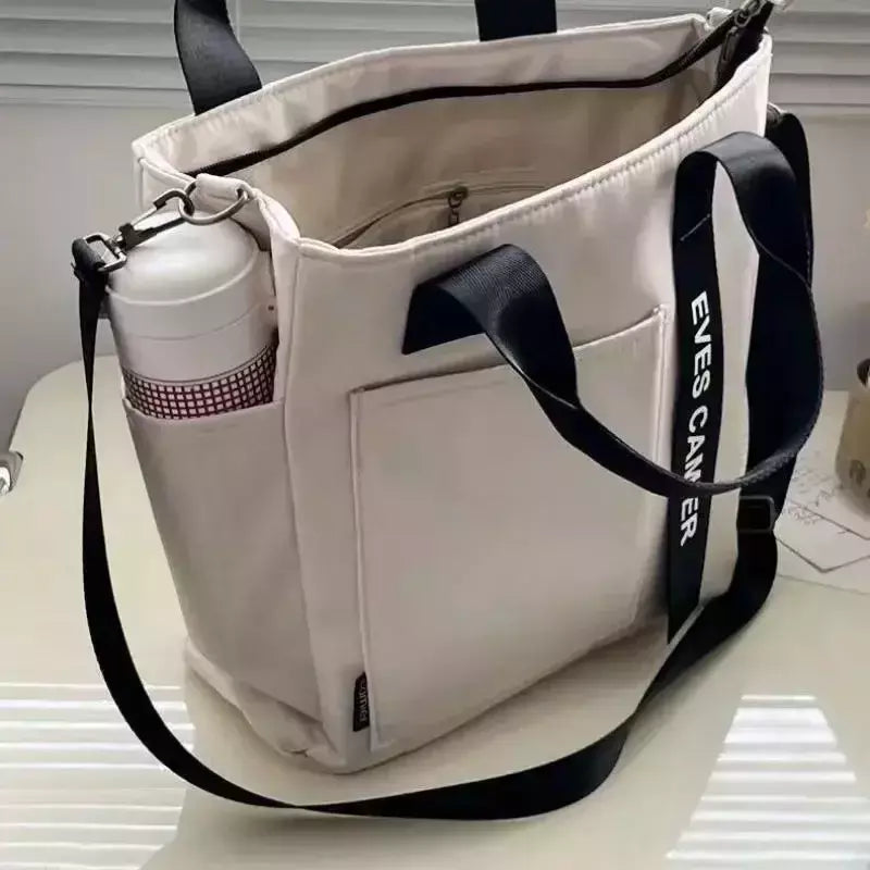 Bolsa de lona impermeável para aluna, grande capacidade, bolsa de ombro, nylon, simples, moda, sacos do mensageiro, sacola casual, novo, 2024