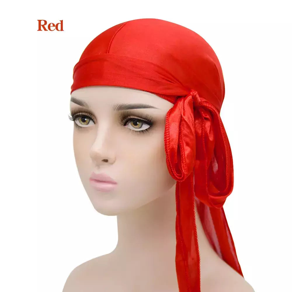 Respirável cauda longa Doo Rag para homens, seda Durag, chapéu bandana turbante, bandana, novo, 1-4pcs