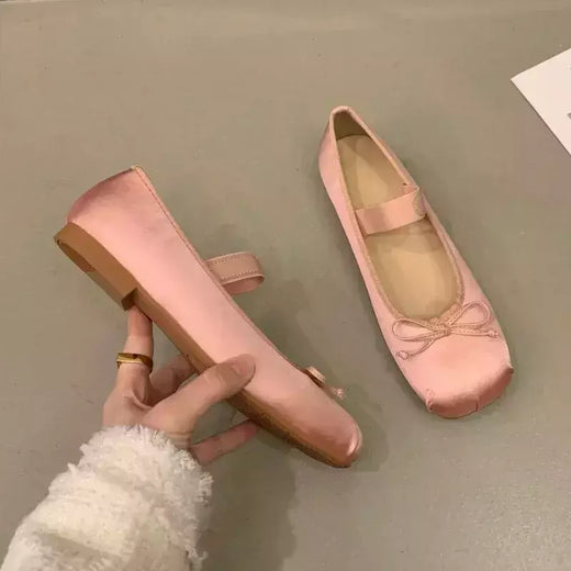 Sapatos de balé de seda cetim de luxo para mulheres, clássico quadrado toe, gravata borboleta, elástico, bailarina para senhoras, sapatos macios