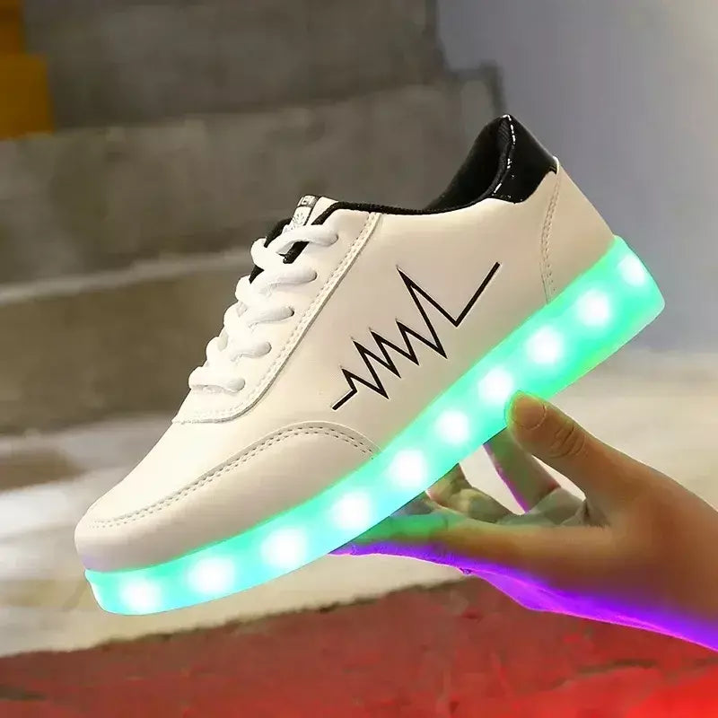 Maogu 2024 adulto unissex das mulheres dos homens criança tênis luminosos brilhante carga usb meninos led colorido light-up sapatos meninas calçados