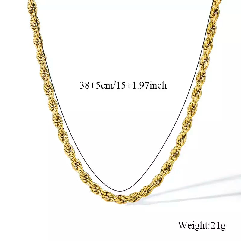Eilieck 316l aço inoxidável metal charme corrente colar jóias de declaração 18k pvd banhado colar de pescoço corrente para mulher