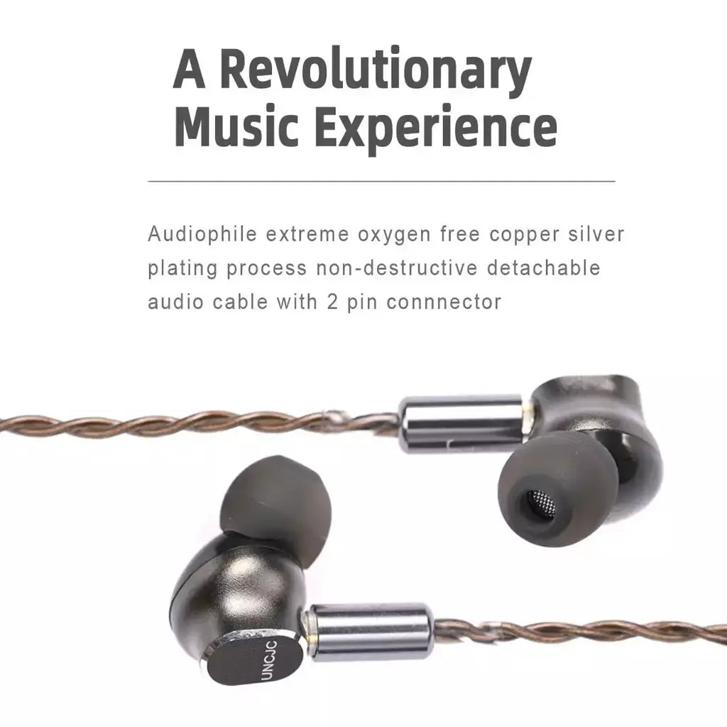 Uncjc fone de ouvido com fio de alta resolução usb c fones de ouvido embutidos USB-C dac par trançado cabo de 2 pinos iem fones de ouvido alugues áudio com microfone