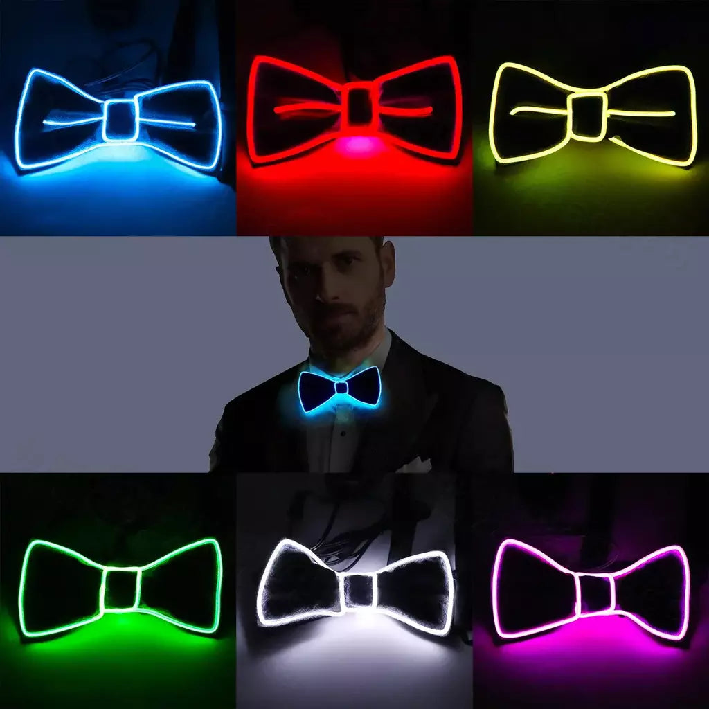 Suspensórios de led iluminados masculinos, gravata borboleta unissex, calças elásticas ajustáveis, suspensório iluminado com led para festival de música, festa de fantasia