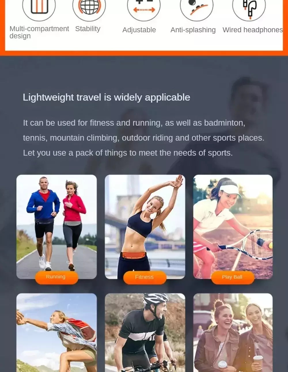 Cintura impermeável e sacos de corrida para mulheres, suporte do dinheiro, suporte do telefone, corrida, treinamento, cinto chave, acessórios de bicicleta, bolsas, esportes, fitness