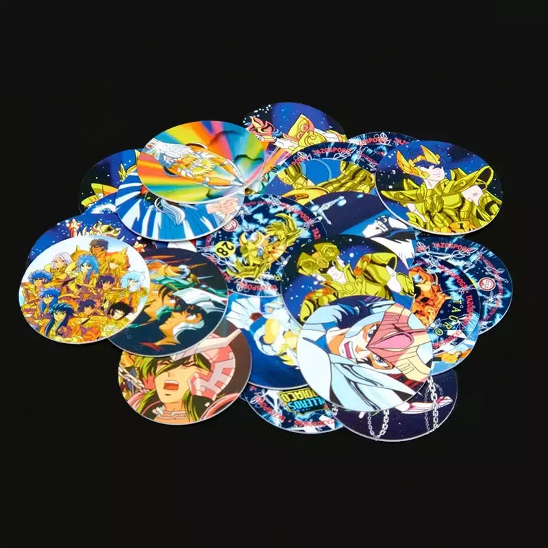 Lote De Tazos Los Caballeros Del Zodiaco Saint Seiya 40/40 Sabritas Vintage Tasos Cartões Álbum Plástico Raro Taps Pogs