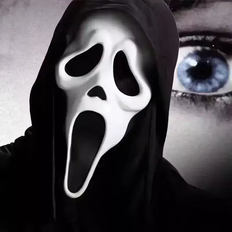 Látex grito ghostface máscara horror cabeça cheia máscara brincadeira cosplay traje filme assustador ghostface adereços decoração de casa fontes de festa