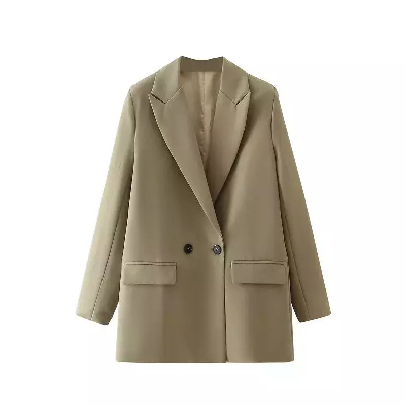 TRAF-Blazer feminino de escritório, preto, bege, cáqui, azul, verde, cinza, casaco de moda, blazers femininos, jaqueta, casacos, 2024