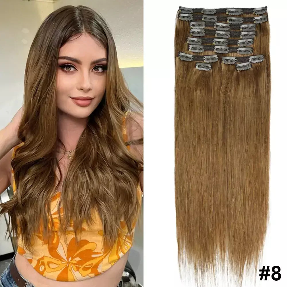 Doreen 160g 200g 240g série de volume máquina brasileira remy clipe reto em extensões de cabelo humano cabeça cheia 10 pçs 16 a 24 Polegada