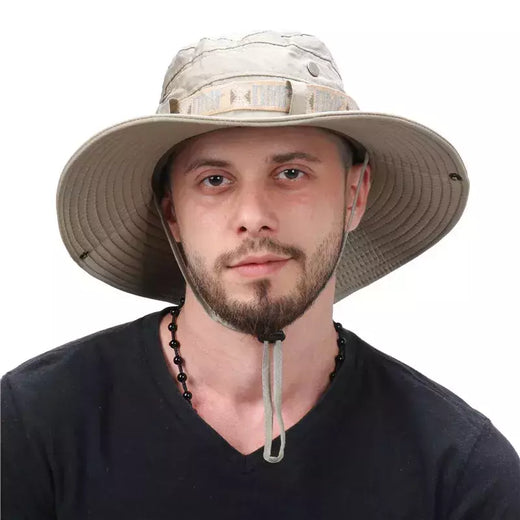 Chapéu de aba larga para homens, proteção UV, chapéu de pescador, boné protetor solar de praia, Panamá, safári, caça, caminhadas, ao ar livre, verão