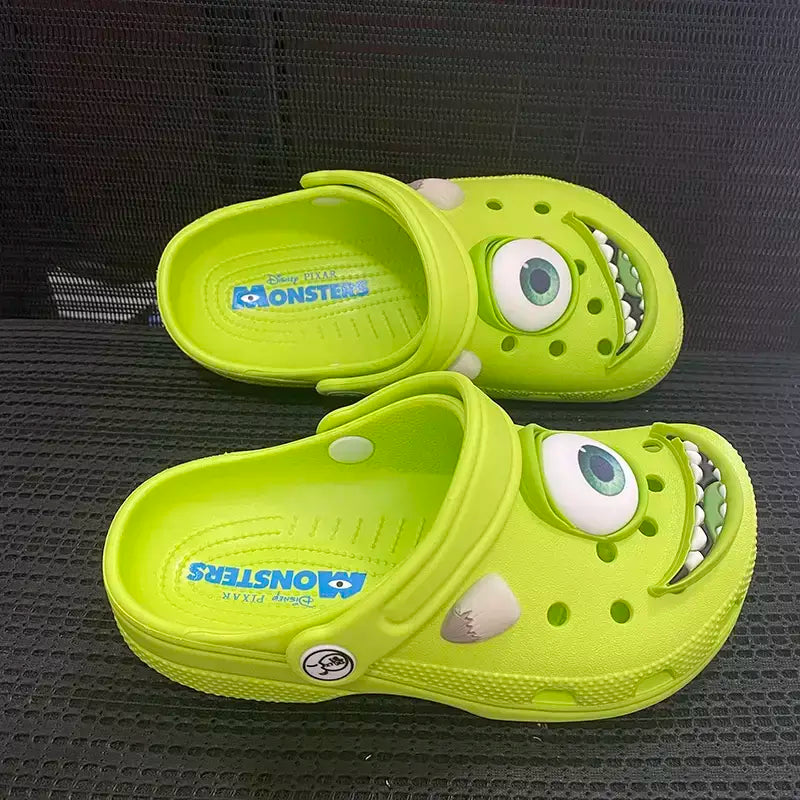 Novo dos desenhos animados mike verão antiderrapante ao ar livre sapatos de praia casuais monstro grandes olhos buraco chinelos confortáveis sandálias respiráveis presentes