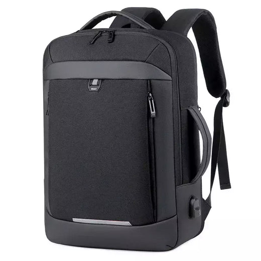 Expansível Mochila Laptop Impermeável, Bolsa de Negócios Masculina, Mochilas de Trabalho Multifuncionais, Saco Preto para Notebook, 16 17 "Carregamento