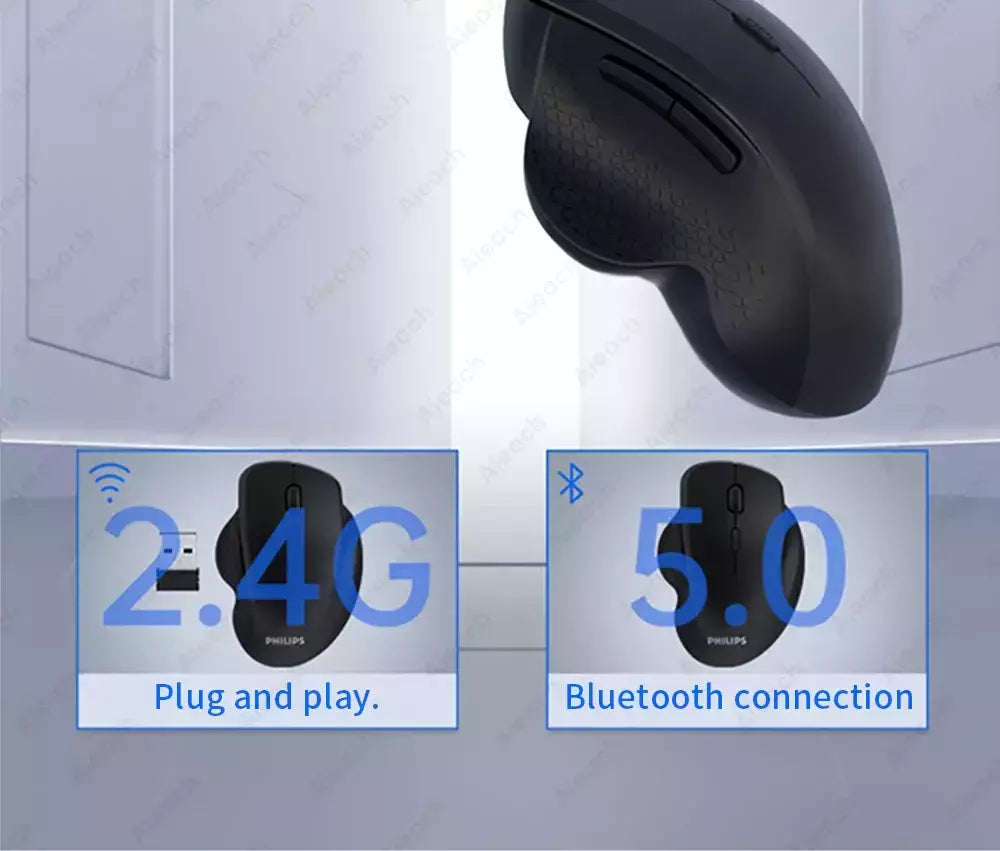 Dual Mode Mouse de Computador Sem Fio, 1600 DPI, Recarregável, Ergonômico, Bluetooth, Laptop, Notebook, iPad, Tablet, Mac, Chromebook