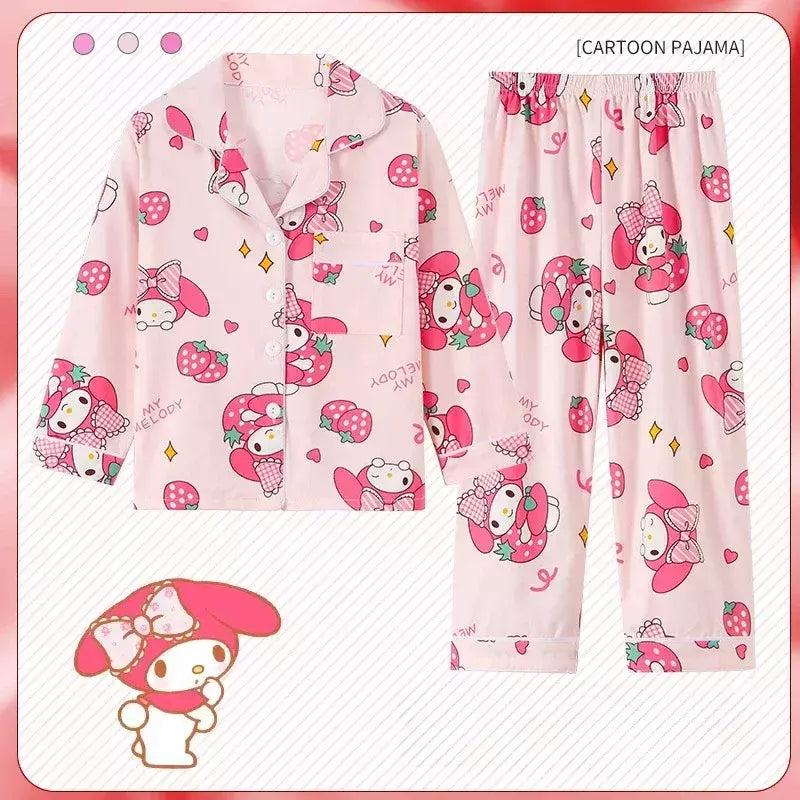 Sanrio cinnamoroll kuromi pochacco conjunto de pijamas infantis dos desenhos animados anime minha melodia manga curta pijamas bonito menino menina presentes