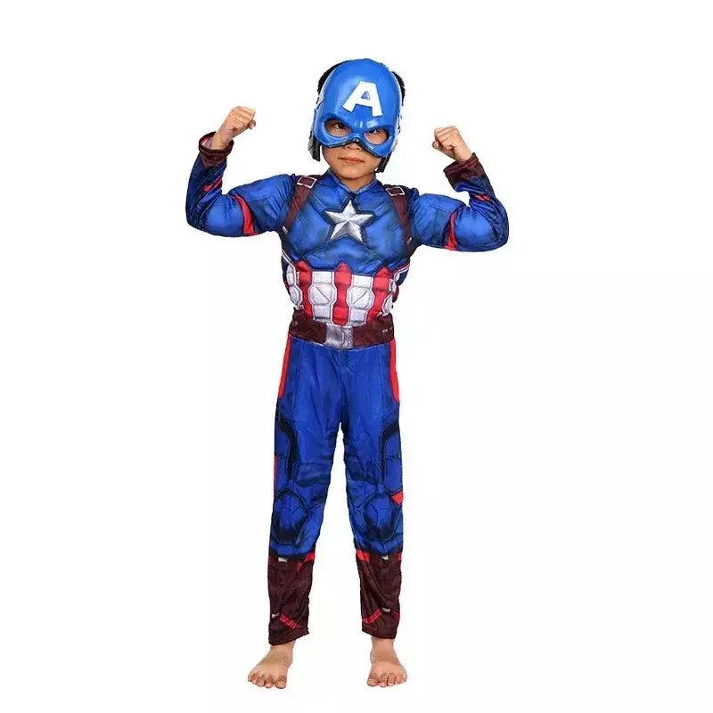 Capitão américa traje muscular super-herói capitão américa músculo cosplay macacão escudo halloween carnaval festa traje para criança