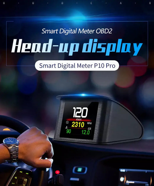 Obdii medidor digital inteligente p10 pro obd2 head up display on board computador velocímetro digital vários idiomas alarme de excesso de velocidade