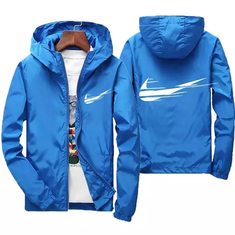 Jaqueta impermeável com capuz masculino, blusão, outwear masculino, streetwear casual, roupas da moda, primavera, outono, 2024