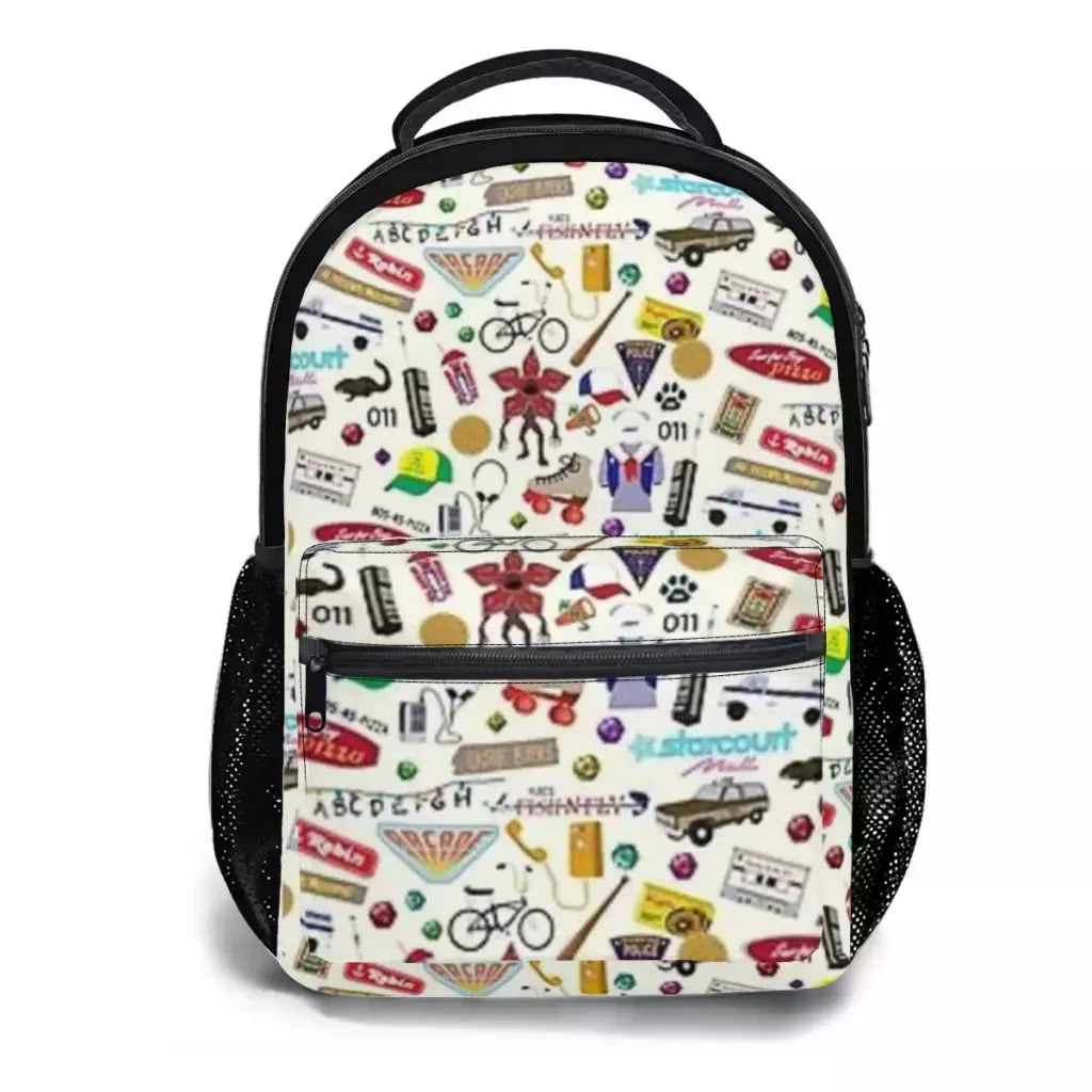 Stranger Things High Capacity Waterproof Mochila Universitária para Meninas, Mochilas Escolares Laptop na Moda, Nova Moda, 17";;VERDADEIRO;;"Background color