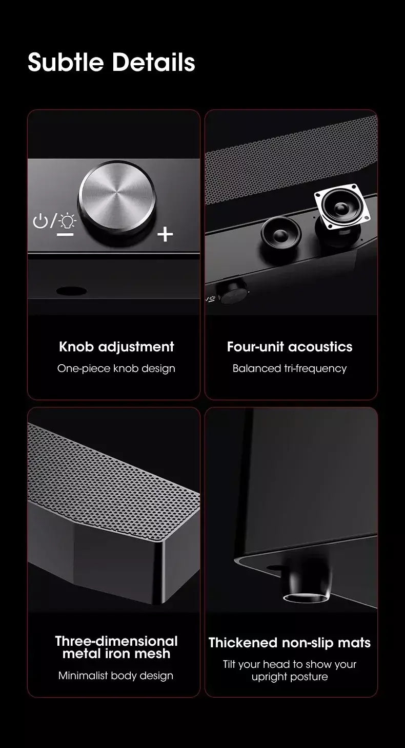Barra de som sem fio Bluetooth 4D Surround RGB Luzes, subwoofer de graves profundos para laptop de jogos de PC de home theater, alto-falante multiroom 120W