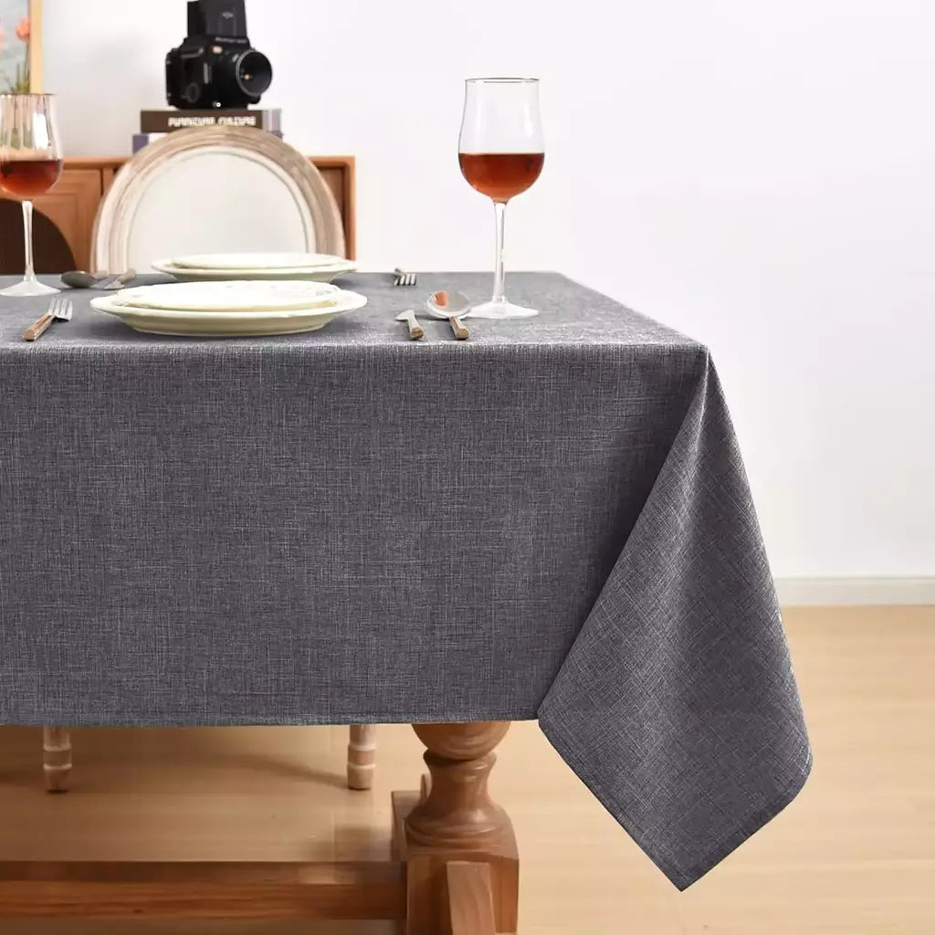 Toalha de mesa de linho algodão retangular vintage, toalha de mesa cáqui e cinza, mesa de jantar, decoração do banquete do Natal e do casamento