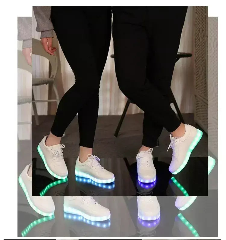 Maogu 2024 adulto unissex das mulheres dos homens criança tênis luminosos brilhante carga usb meninos led colorido light-up sapatos meninas calçados