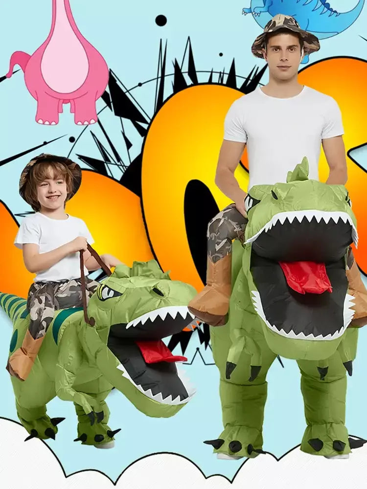 Ride-on traje de dinossauro inflável adequado para festa de halloween ao ar livre atividades pai-filho jogo de rastreamento crianças mascote