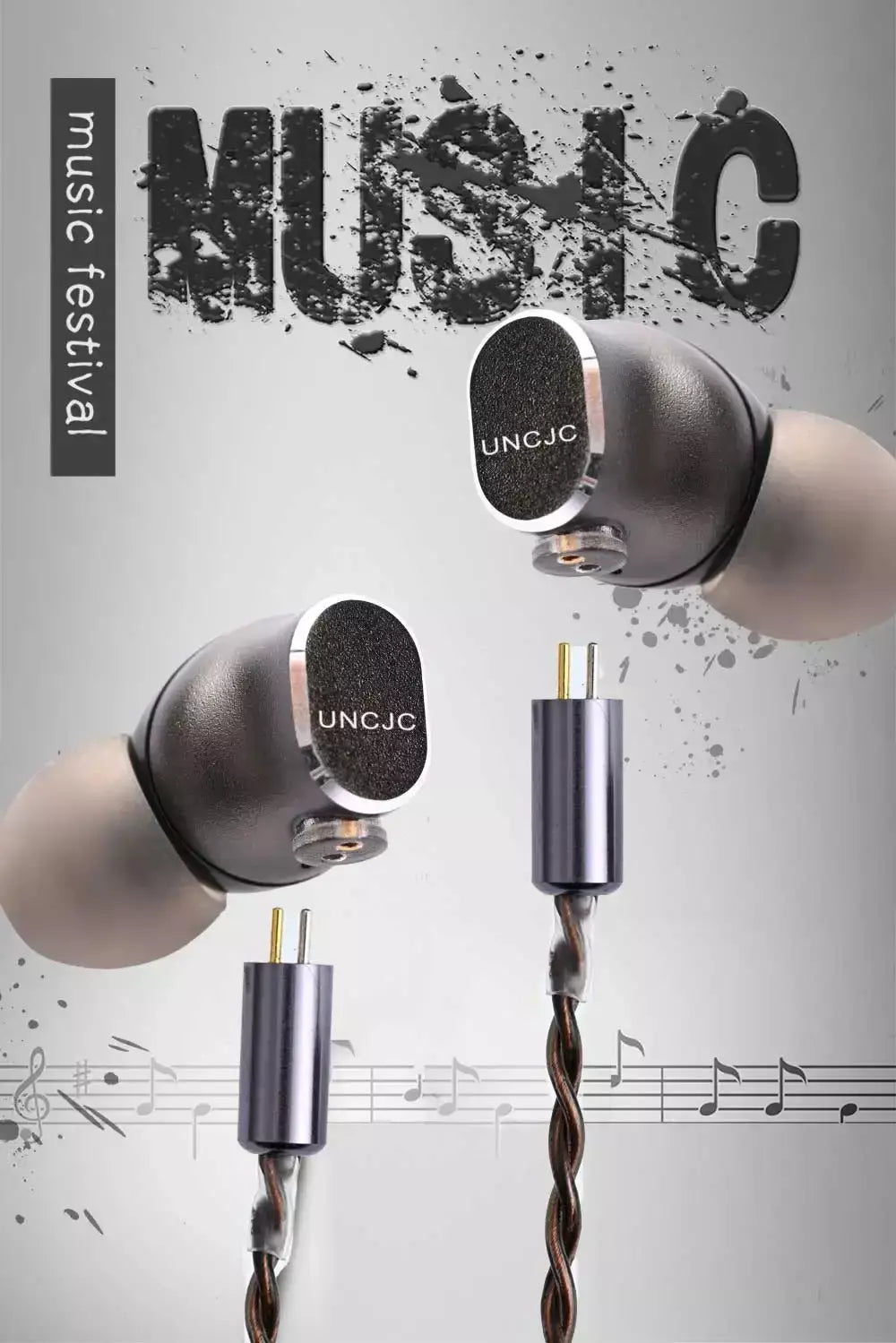 Uncjc fone de ouvido com fio de alta resolução usb c fones de ouvido embutidos USB-C dac par trançado cabo de 2 pinos iem fones de ouvido alugues áudio com microfone