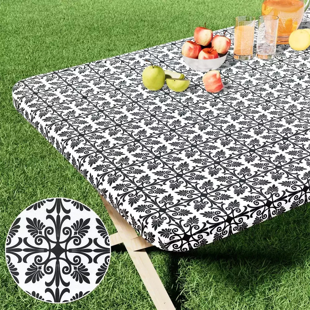 Olanly Retângulo Toalha De Mesa De Vinil, Elástica Cabido Toalha De Mesa, Capas De Plástico Impermeável, Dobre Mesas, Piquenique, Camping, Ao Ar Livre