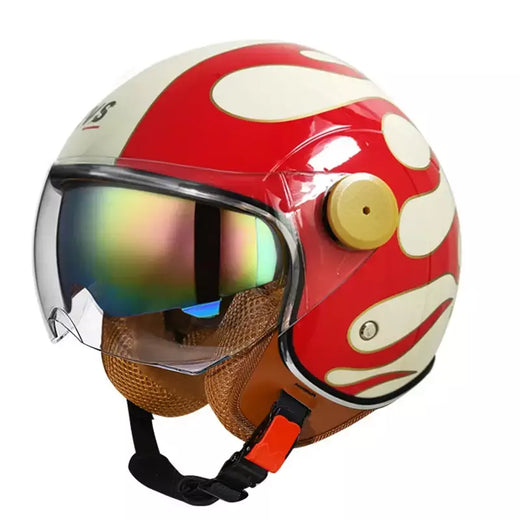 Capacete de motocicleta vintage leve com viseira dupla moto equitação 3/4 meio capacete aberto retro casco moto 3c & dot